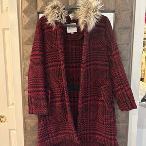 Red hounds tooth coat